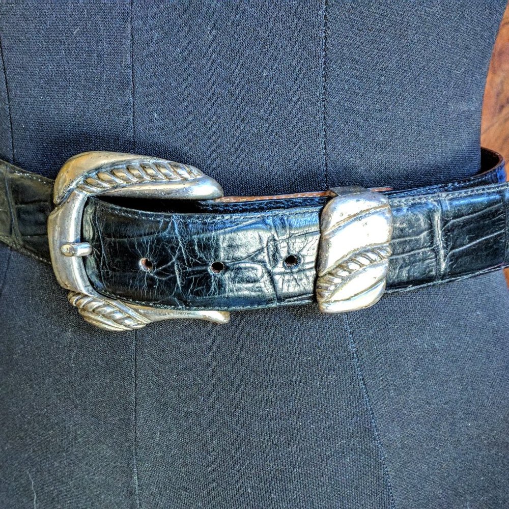 Onyx Brighton midnight croc embossed belt size 30